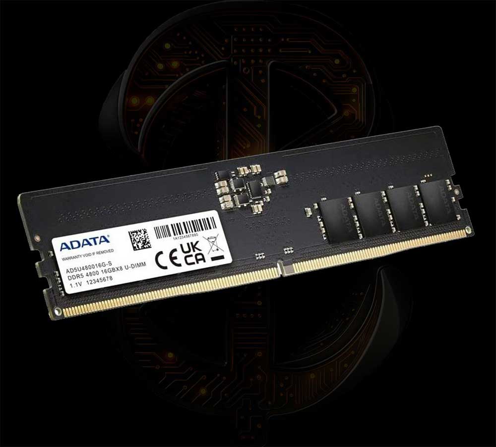    رم کامپیوتر Adata Black DDR5 16GB 4800MHz CL40 