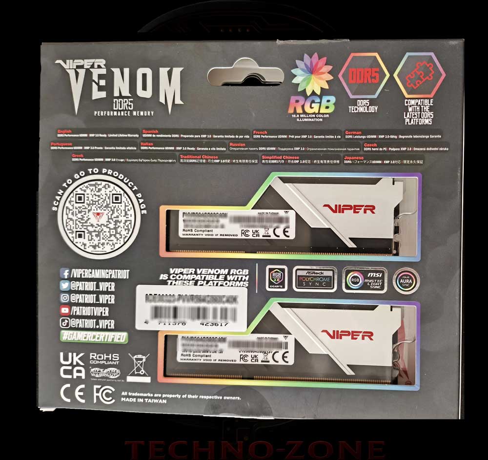 پاتریوت Viper Venom RGB DDR5‑5600 64 GB (2×32)    