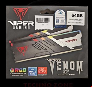 رم کامپیوتر پاتریوت Viper Venom RGB ظرفیت ۶۴ گیگابایت فرکانس ۵۶۰۰ مگاهرتز CL40